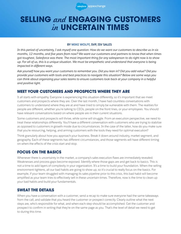 Selling and Engaging Customers in Uncertain Times - Page 1